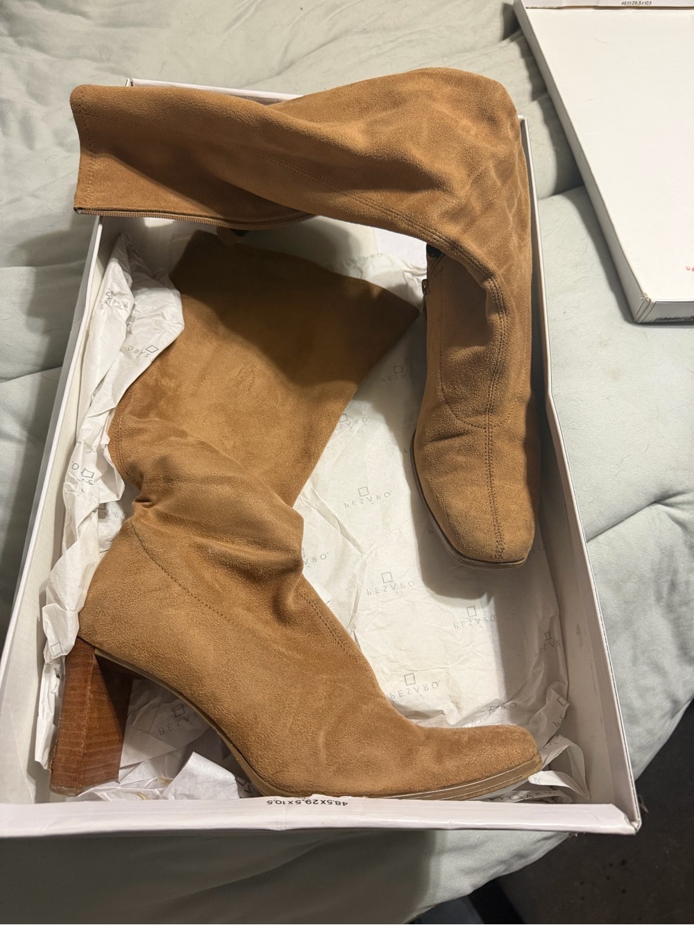Pesaro Tan Suede Over-the-Knee Block Heel Boots